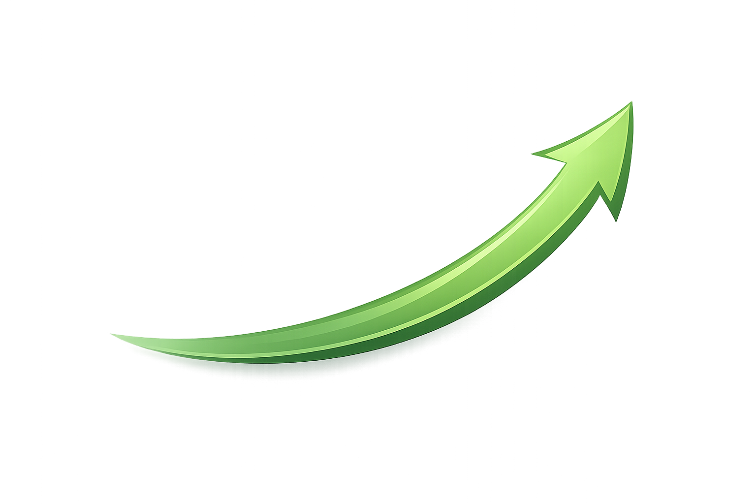A green arrow pointing upward, symbolizing growth or increase, set against a background of purple and green gradient with abstract digital-style elements.