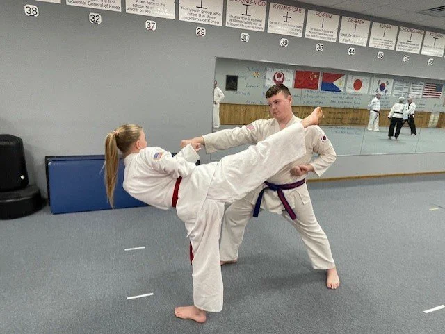 Sparring interaction of two students. 
