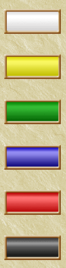 Vertical list of six rectangular buttons with different colors: white, yellow, green, blue, red, and black, on a beige textured background.