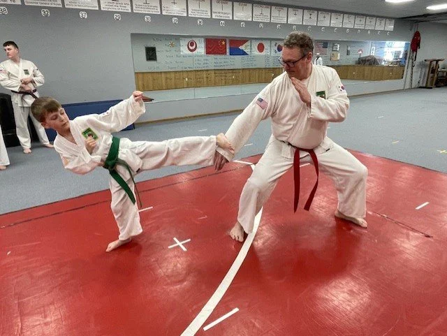 Sparring interaction of two students. 