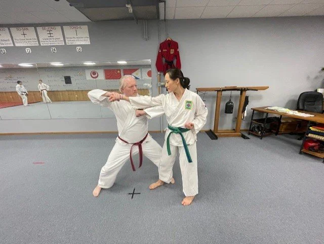 Sparring interaction of two students. 
