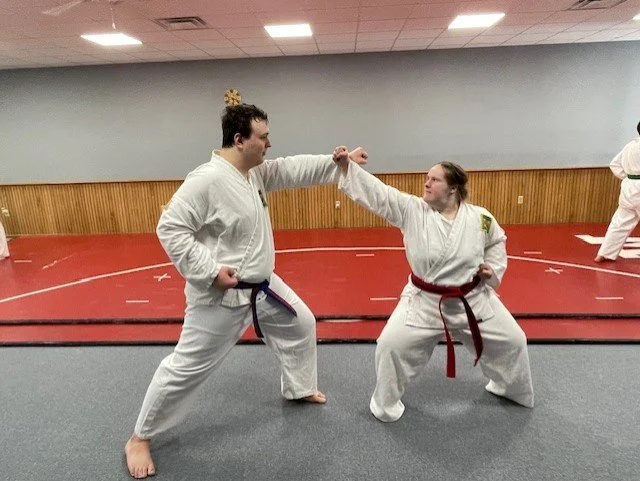 Sparring interaction of two students. 