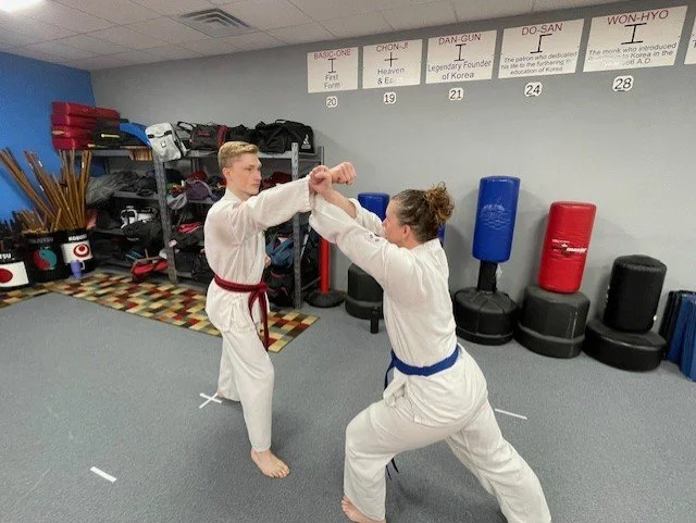Sparring interaction of two students. 