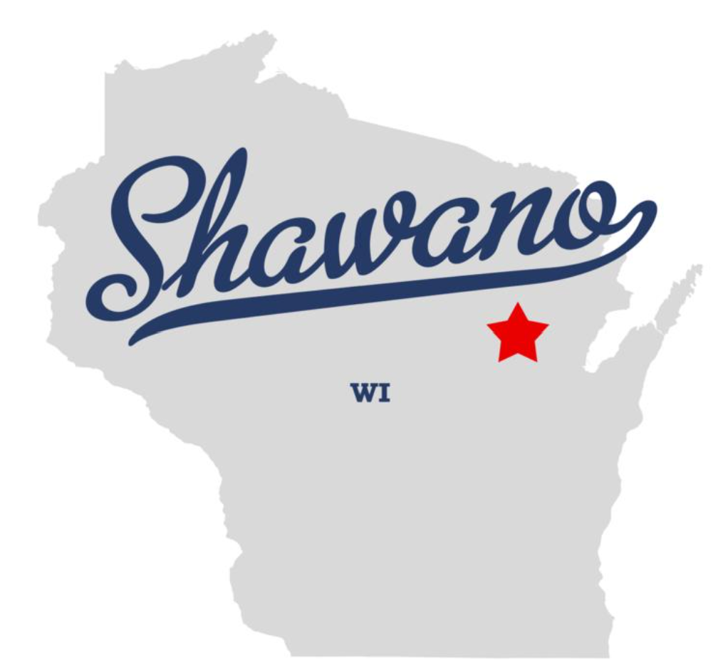 Shawano Wisconsin on the state map