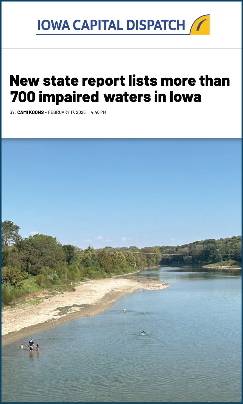 New state report lists more than 700 impaired waters in Iowa