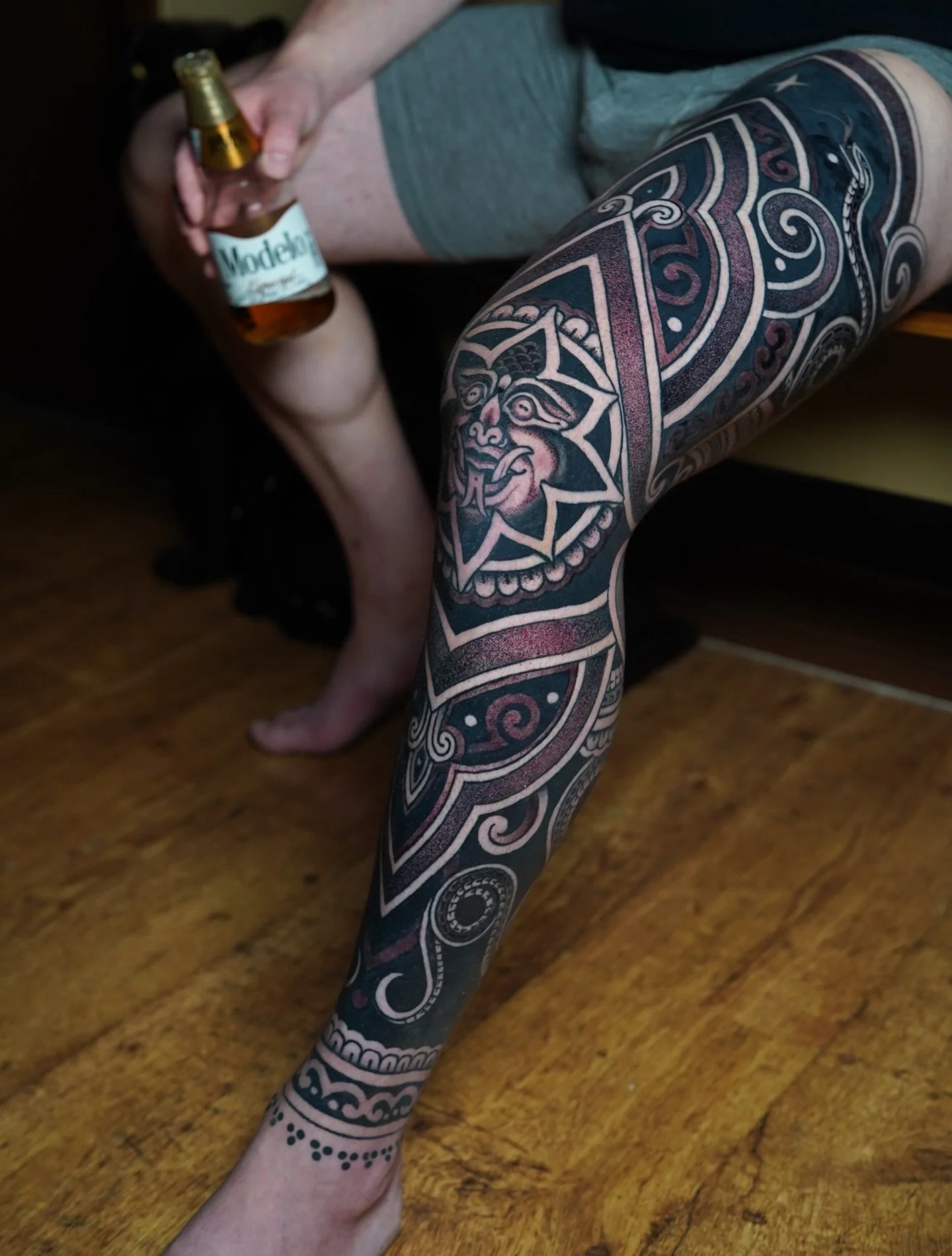 On a homie from my hometown. Still can&rsquo;t believe this is Aaron&rsquo;s first tattoo. 
Gotta cap off the back and his foot but we&rsquo;re almost there.

made at @nowhere.tattoo