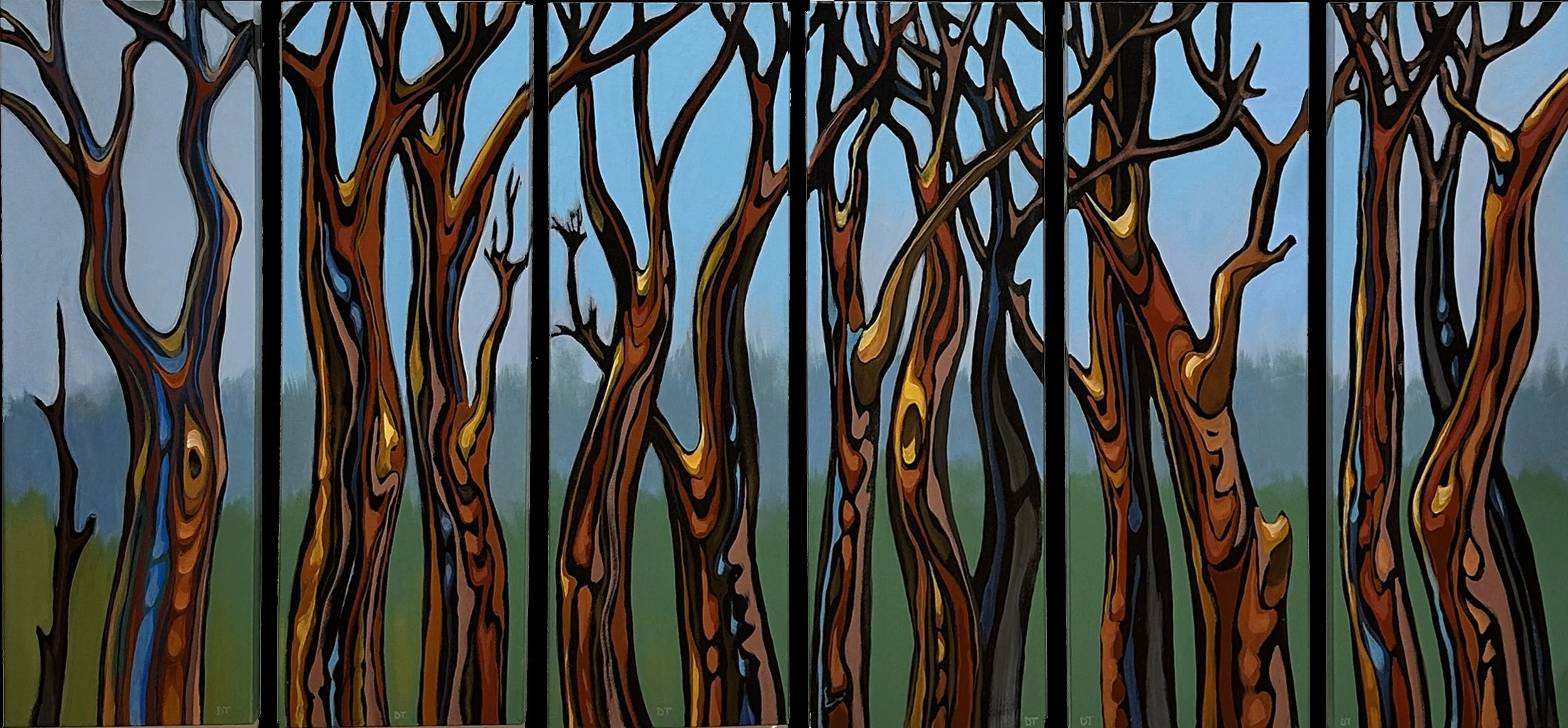 Madrona Blues, 36" x 12 each panel