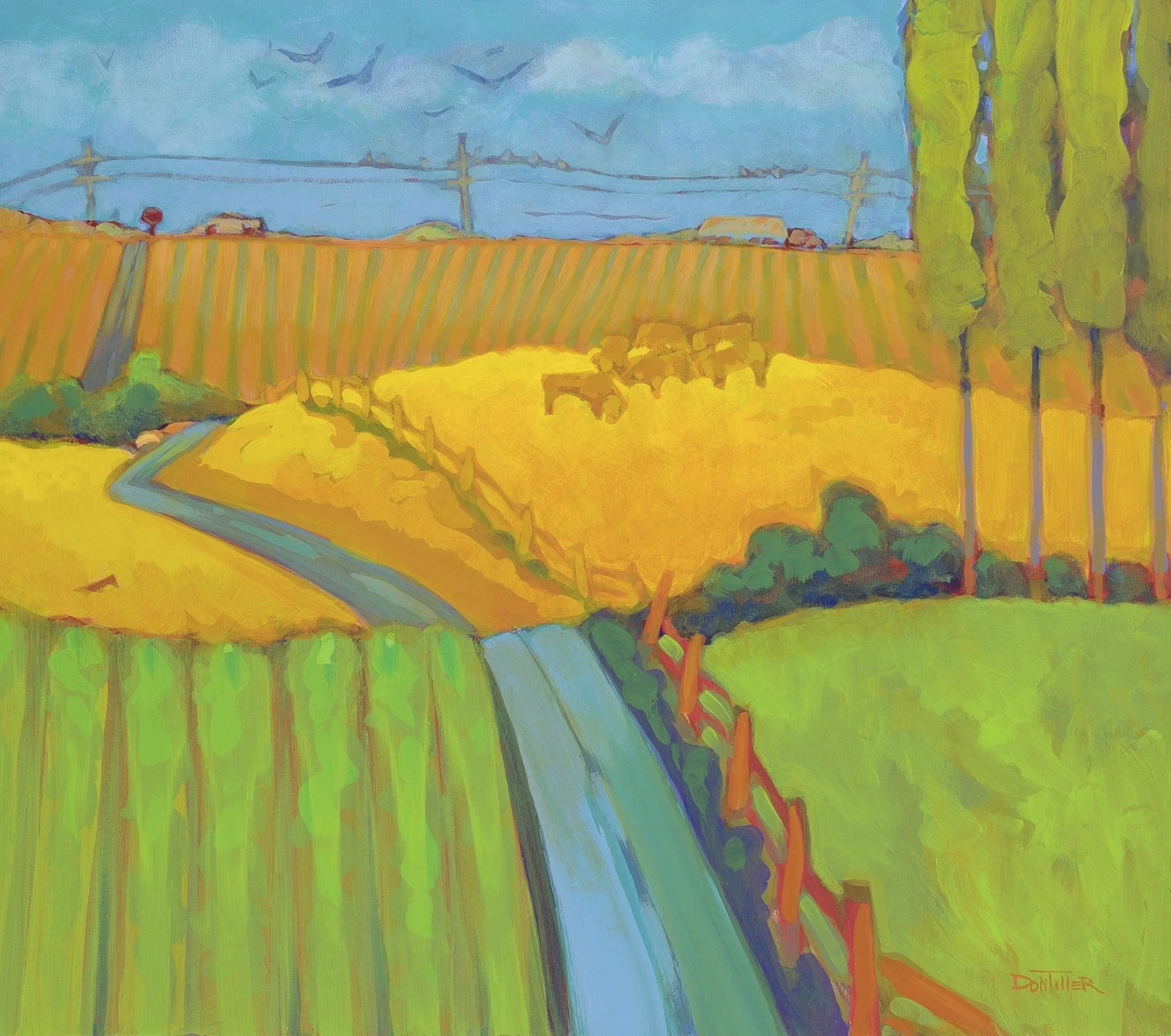 Pastures and Poplars, 32" x 32"