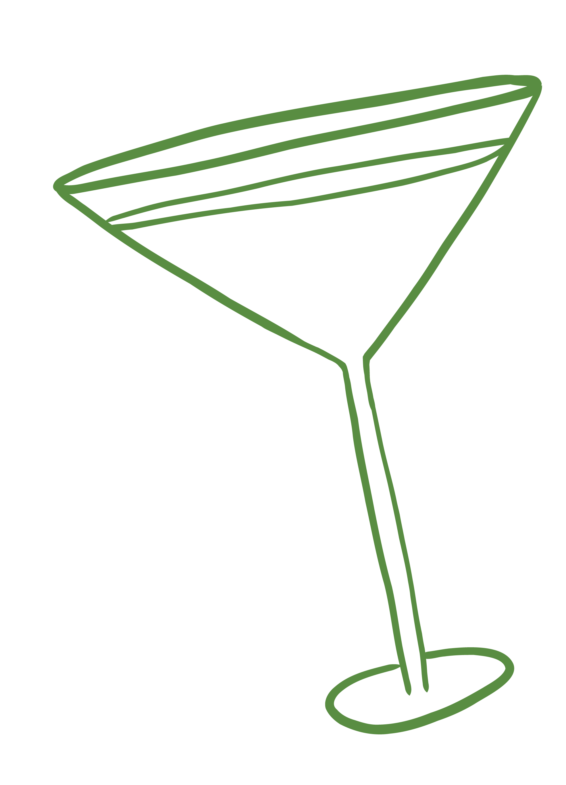 A minimalist, neon-green outline of a martini glass on a black background.