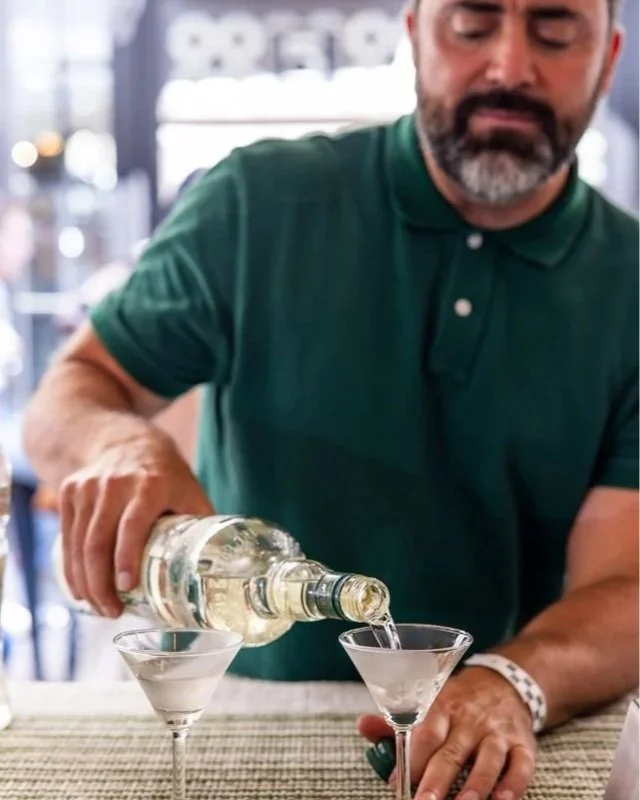 Pouring cocktails at Martini Expo New York.
