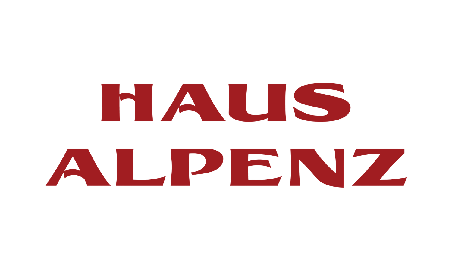 Black background with red text that says "Haus Alpenz" in a stylized font.