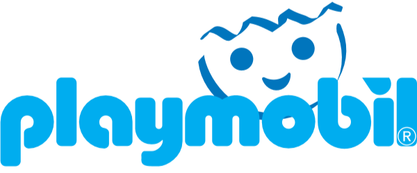Playmobil logo with a smiling face emoji above the text