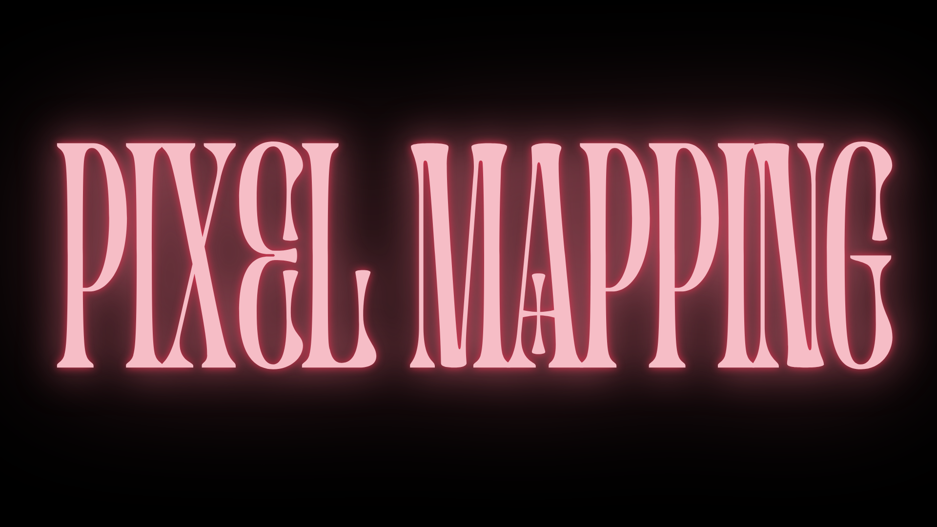 Neon pink sign with the words "PIXEL MAPPING" displayed in a stylized font against a black background.