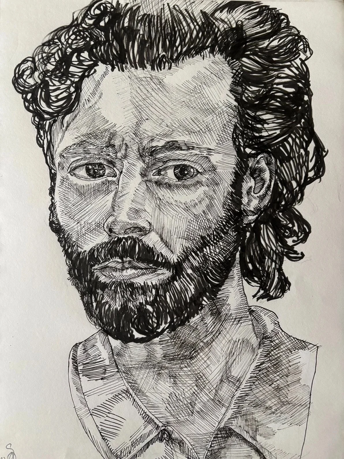 Portrait of a Man,
8.5 x 11, Ink, 2024 
