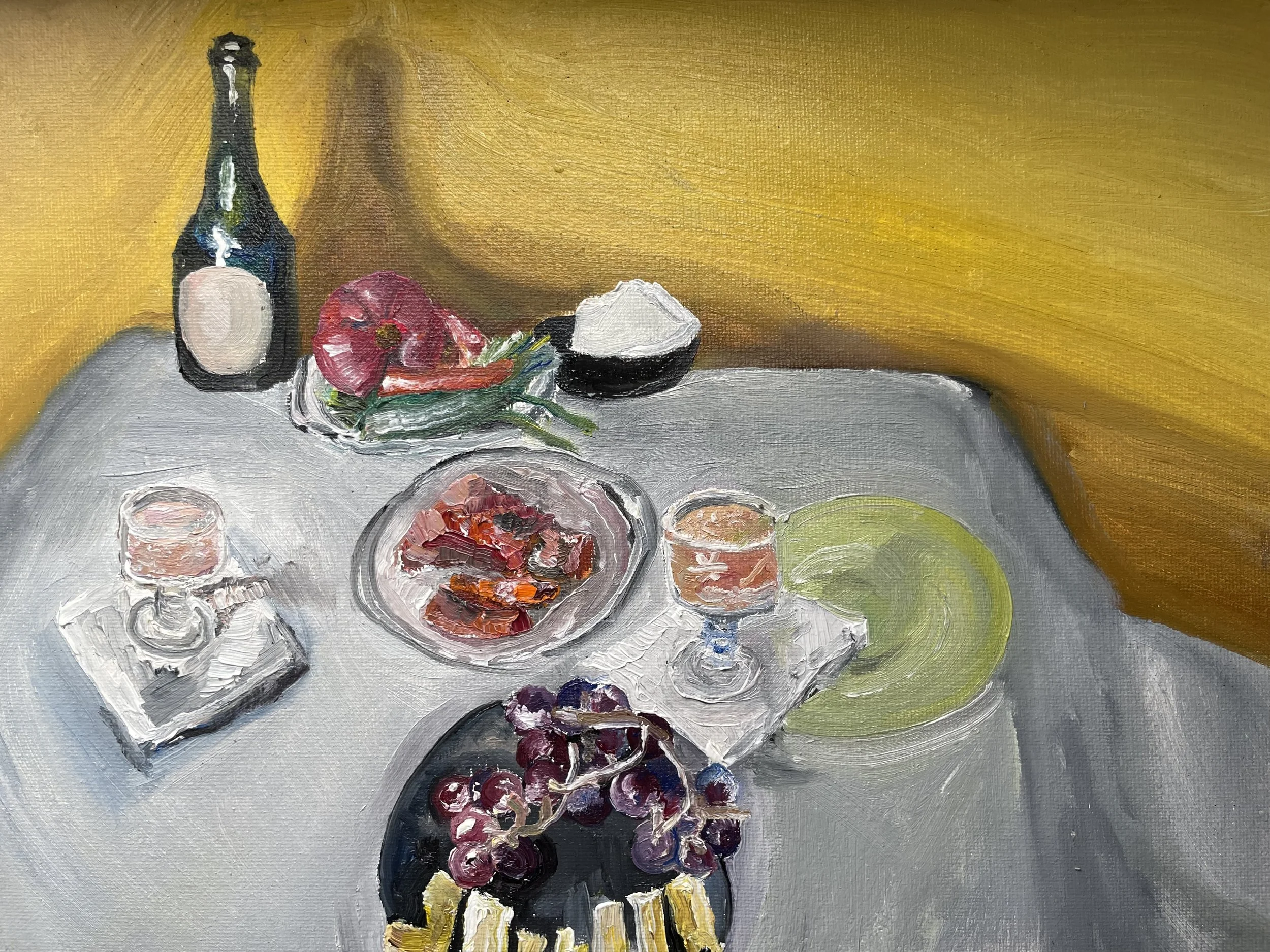Dinner in the Countryside, 
9 x 12, Oil, 2024 