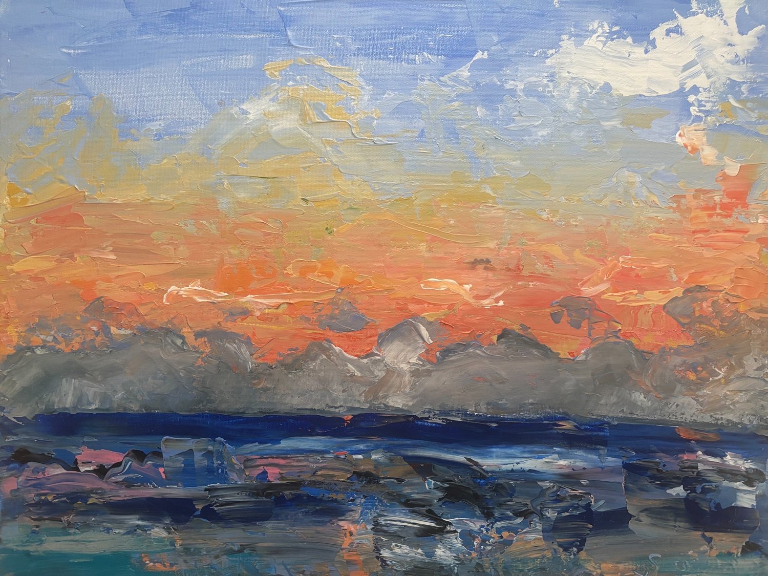 Sunset, 
15 x 17, Acrylic, 2024