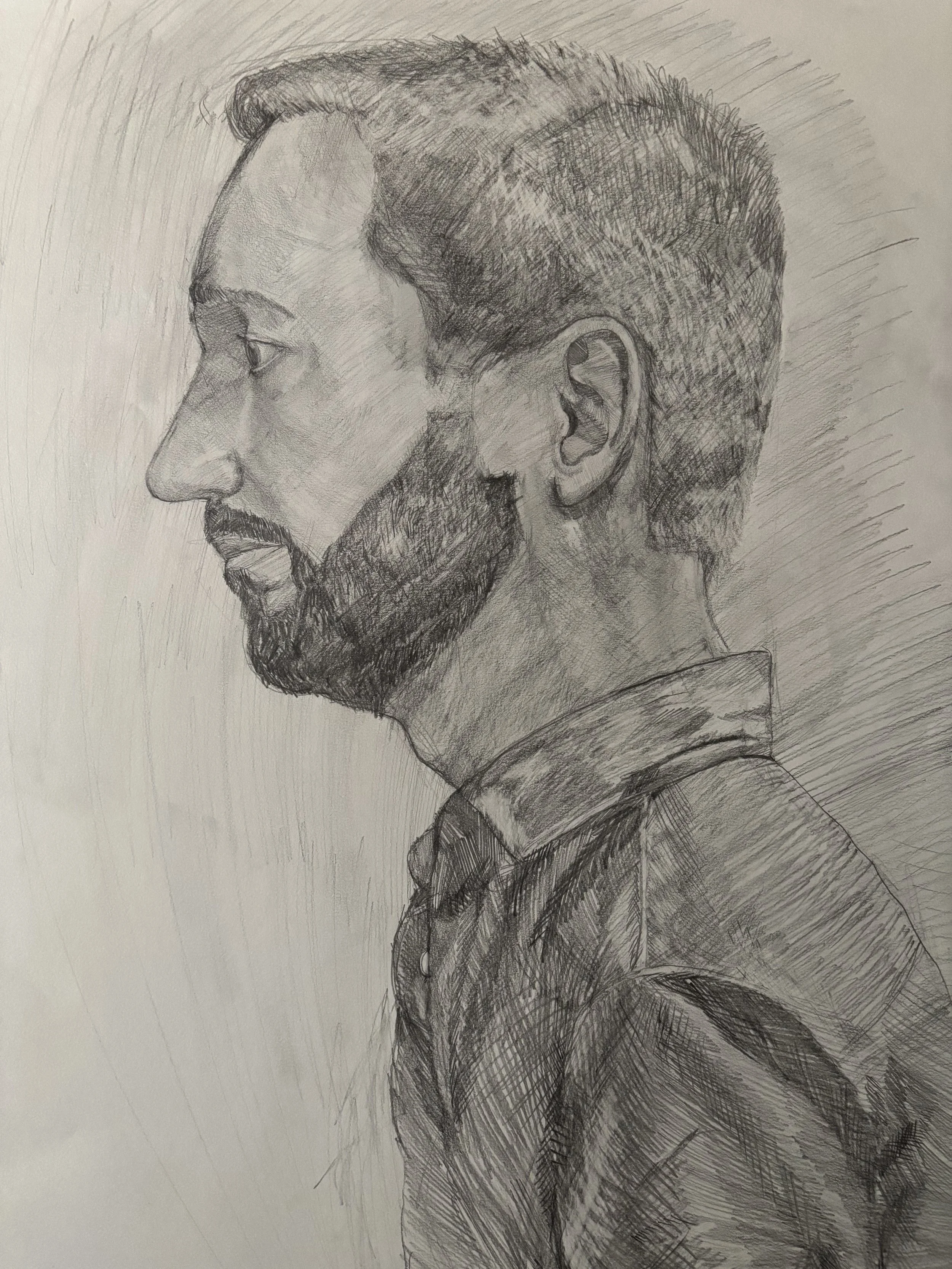 Portrait of a Man 2,  
Graphite, 18 x 24, 2024 
