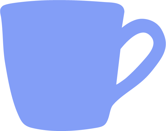A simple illustration of a blue coffee mug.