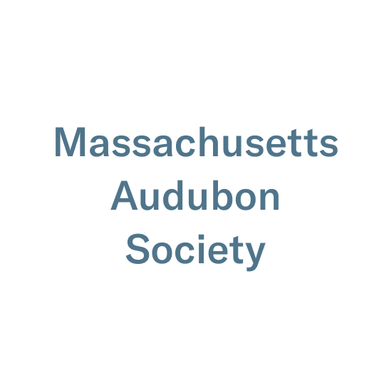 Text reading 'Massachusetts Audubon Society' on a black background with blue text.