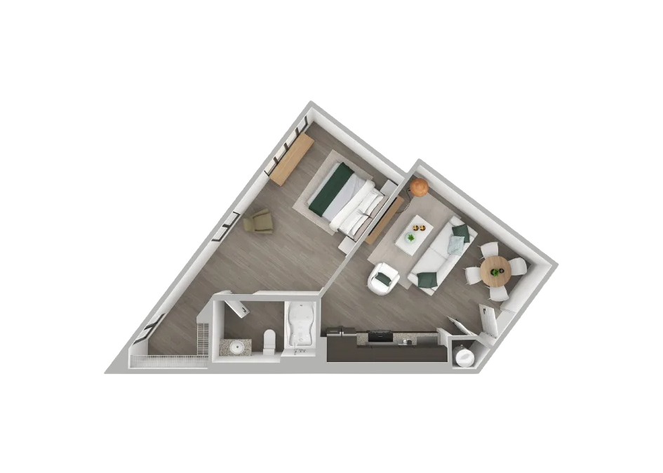A1B | 1 Bed 1 Bath 520 Sq. Ft.