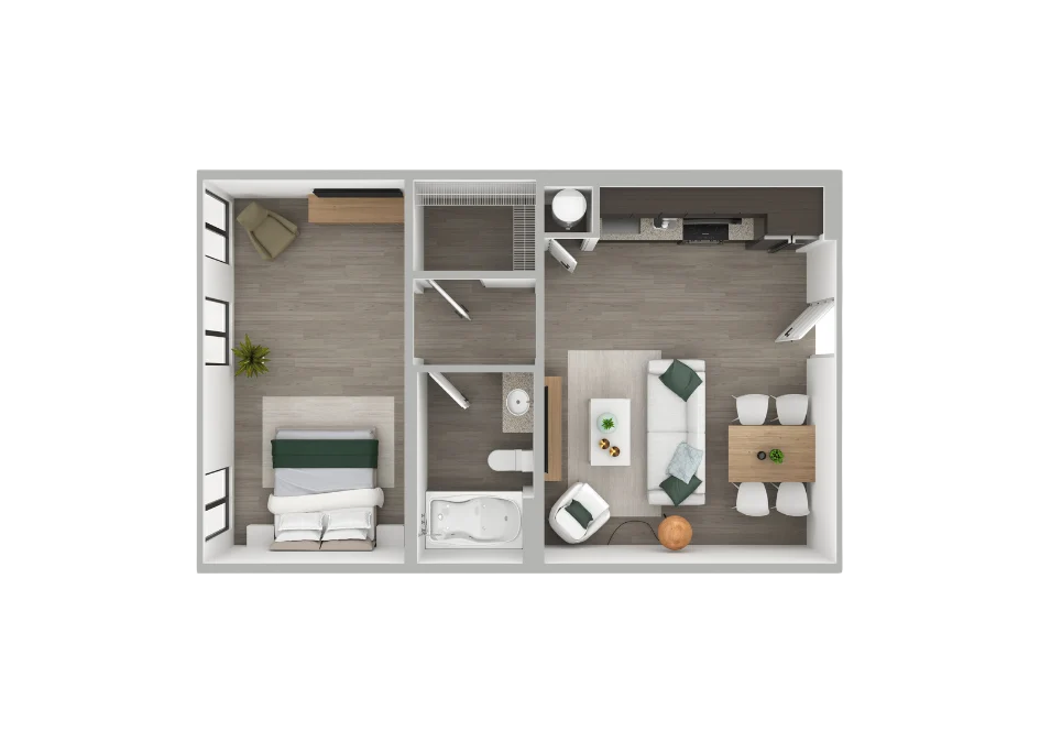 A1A | 1 Bed 1 Bath 506 Sq. Ft.