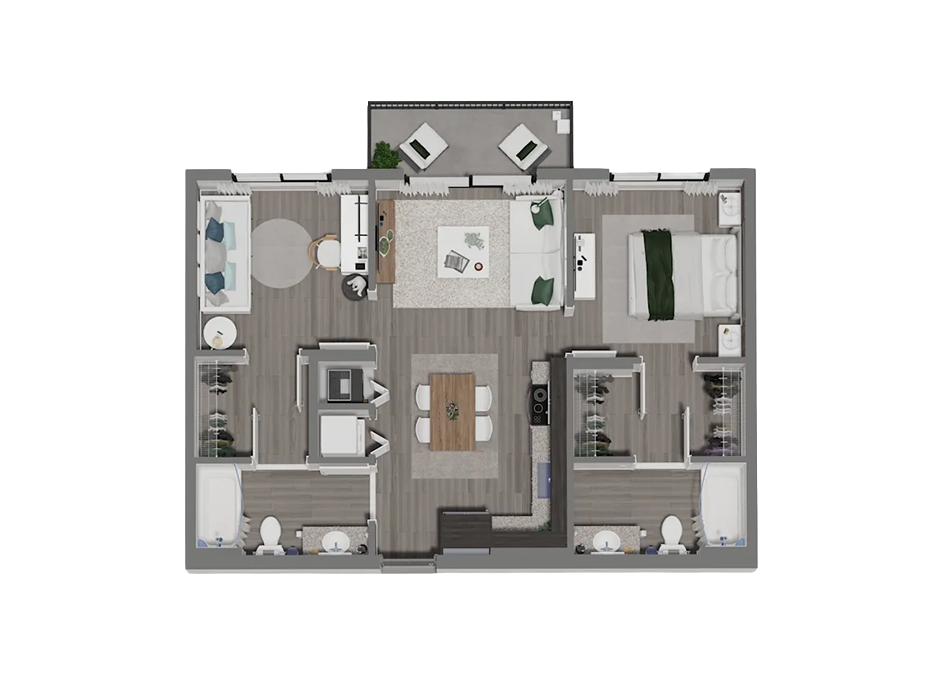 B1 | 2 Bed 2 Bath 856 Sq. Ft.
