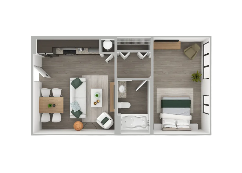 A1 | 1 Bed 1 Bath 606 Sq. Ft.