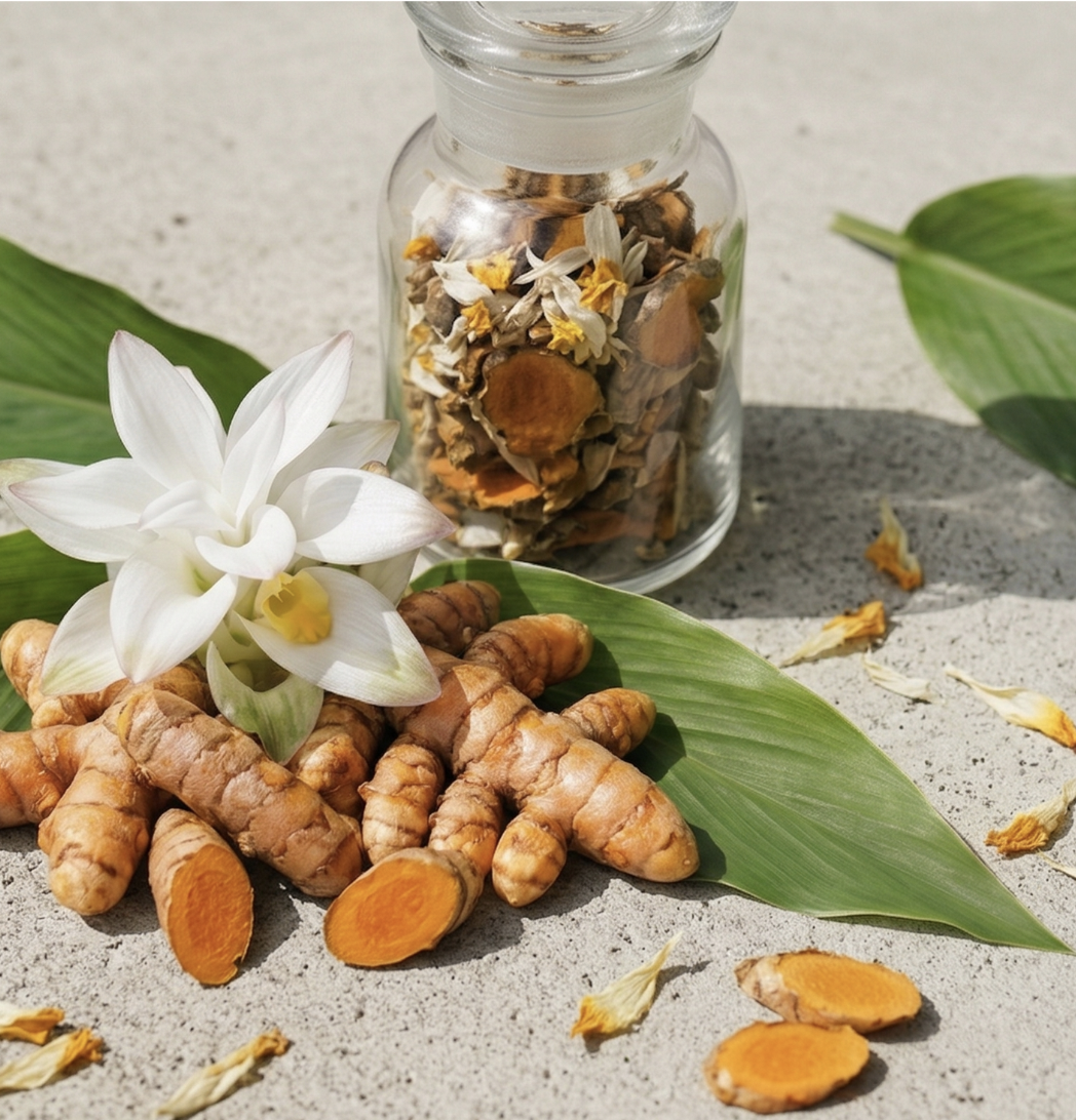 ʻŌlena is a powerful Hawaiian anti-inflammatory root that brightens the complexion, calms irritation, and supports clear, radiant, healthy-looking skin with its rich antioxidants and healing botanicals. 