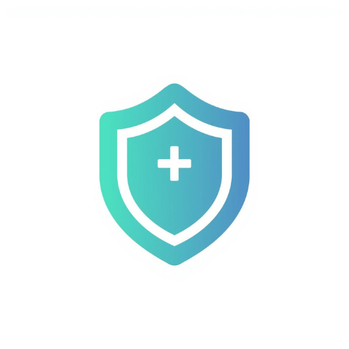 A shield icon with a plus sign in the center, representing health or medical protection.