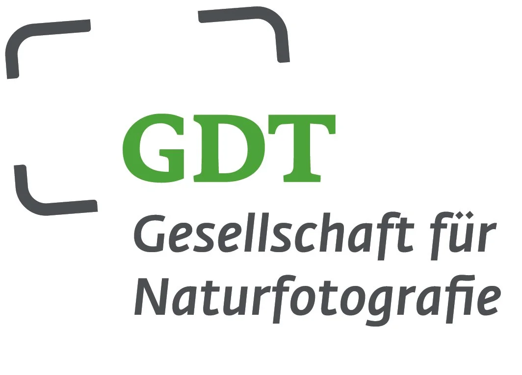 Logo der Gesellschaft für Naturfotografie (GDT) mit grünen und schwarzen Schriftzügen
