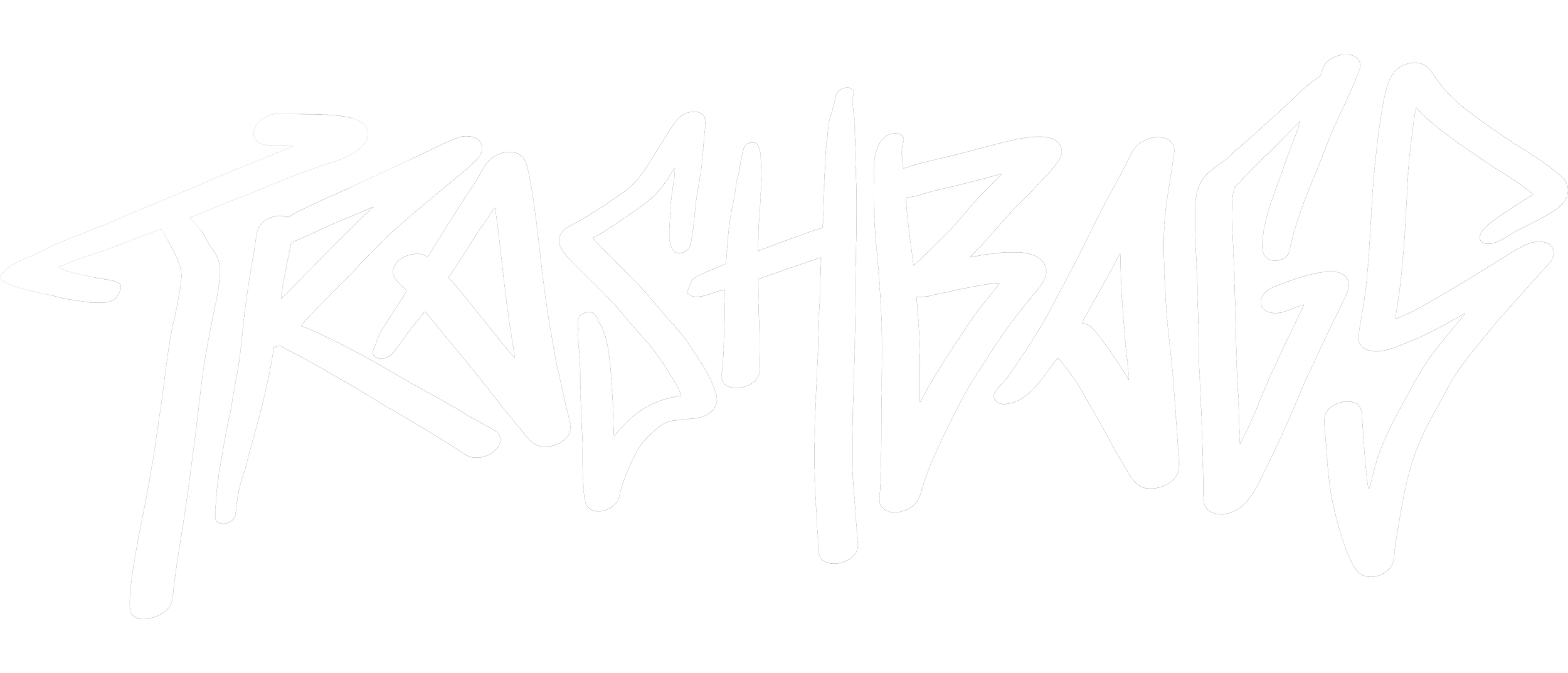 Stylized white graffiti-style text on a black background.