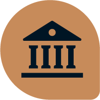 Icon of a classical courthouse or government building with columns and a triangular pediment.