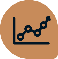Line graph with increasing trend on a brown circular background.