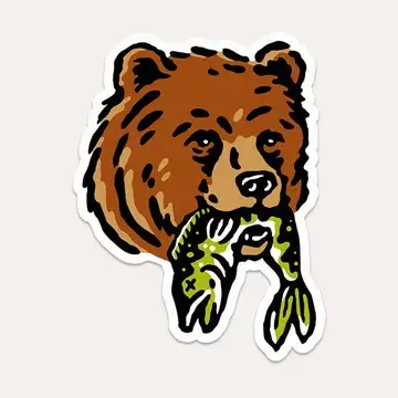 Bear + Fish - Vinyl Sticker