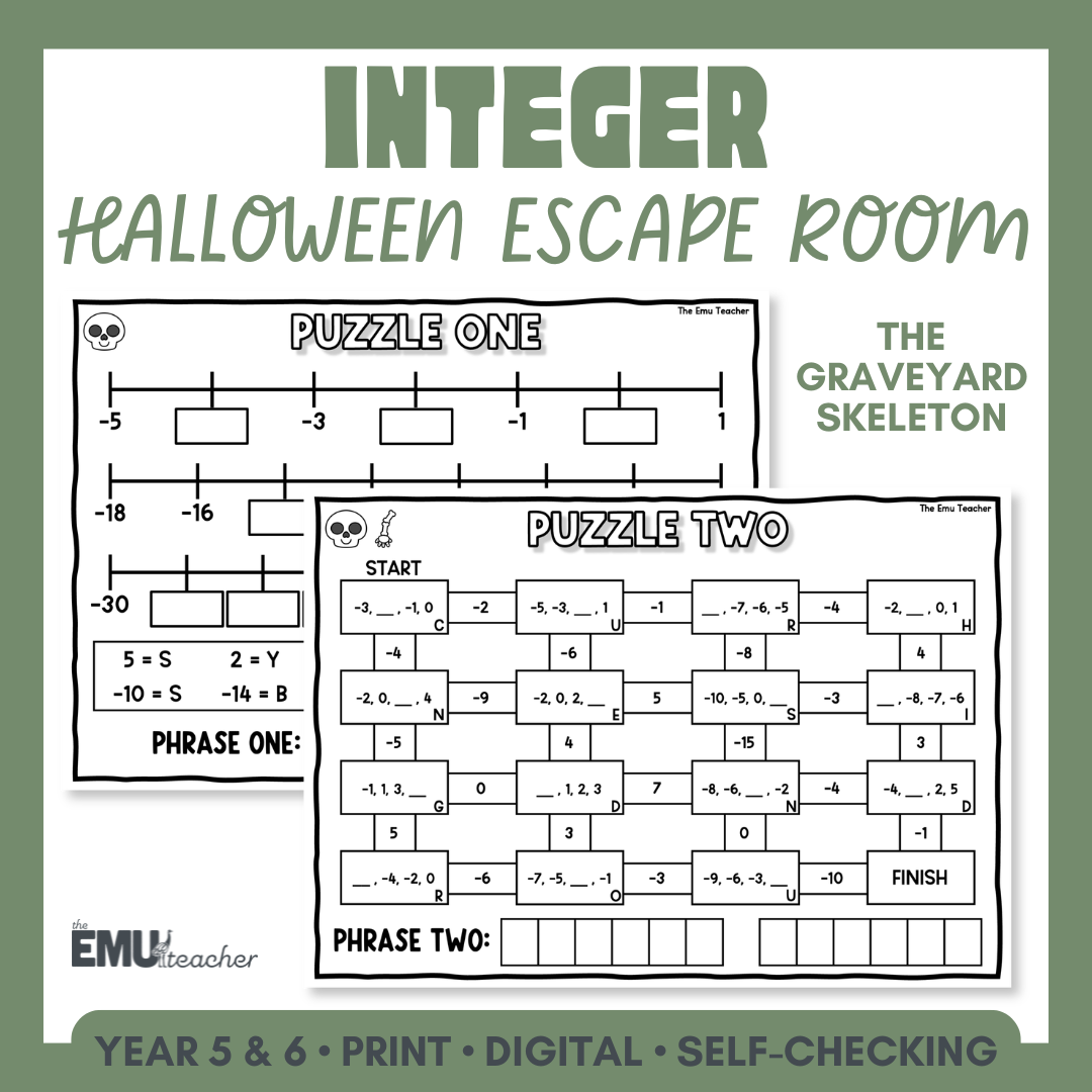 Halloween Integers Place Value Escape Room
