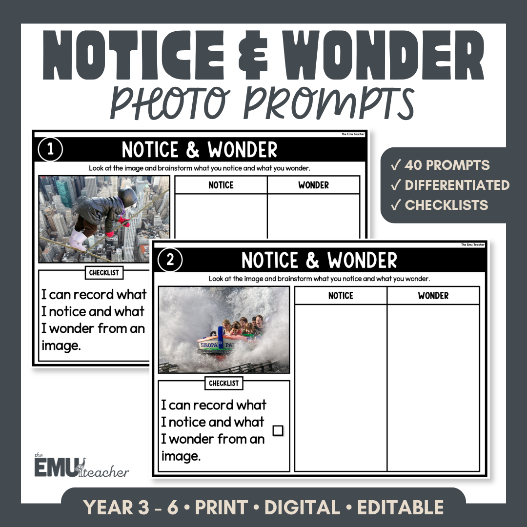 Notice and Wonder Picture & Photo Prompts Cards | Story & Narrative Writing Activity