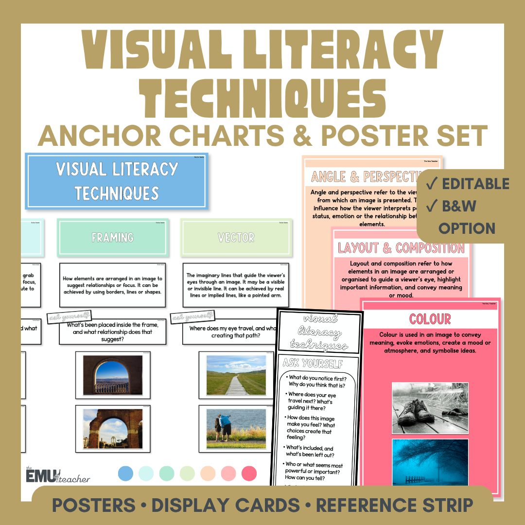 Visual Literacy Techniques Anchor Chart & Poster Set | Spring Daze