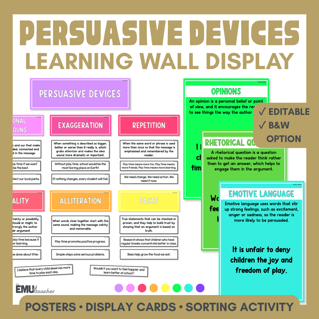 Persuasive Devices Anchor Chart & Poster Set | Brights