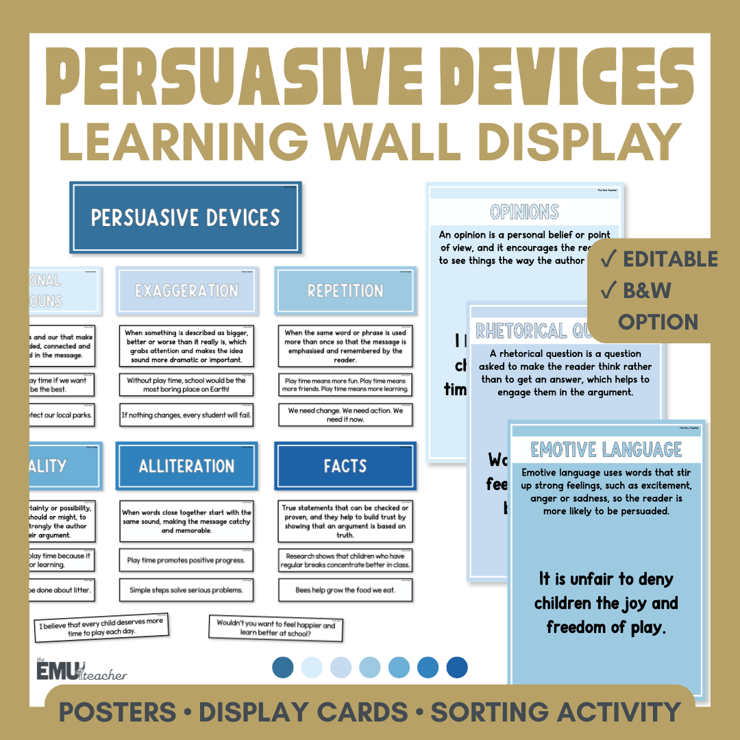 Persuasive Devices Anchor Chart & Poster Set | Blues