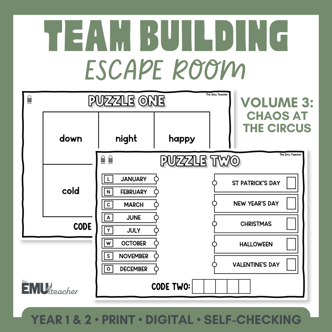 Year 1 & 2 Team Building Escape Room | Back To School Activities Volume 3