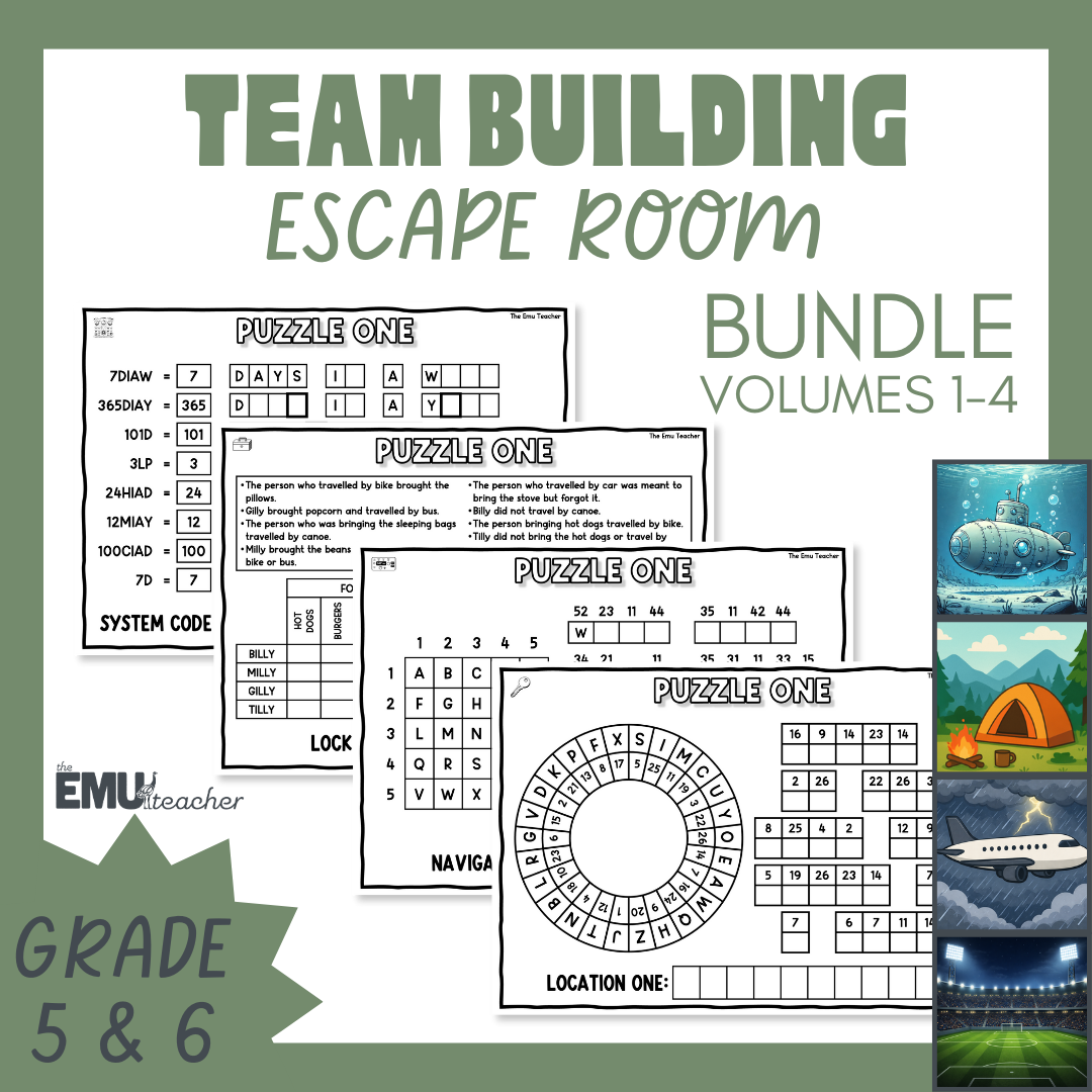 Year 5 & 6 Team Building Escape Room Bundle Volume 1-4
