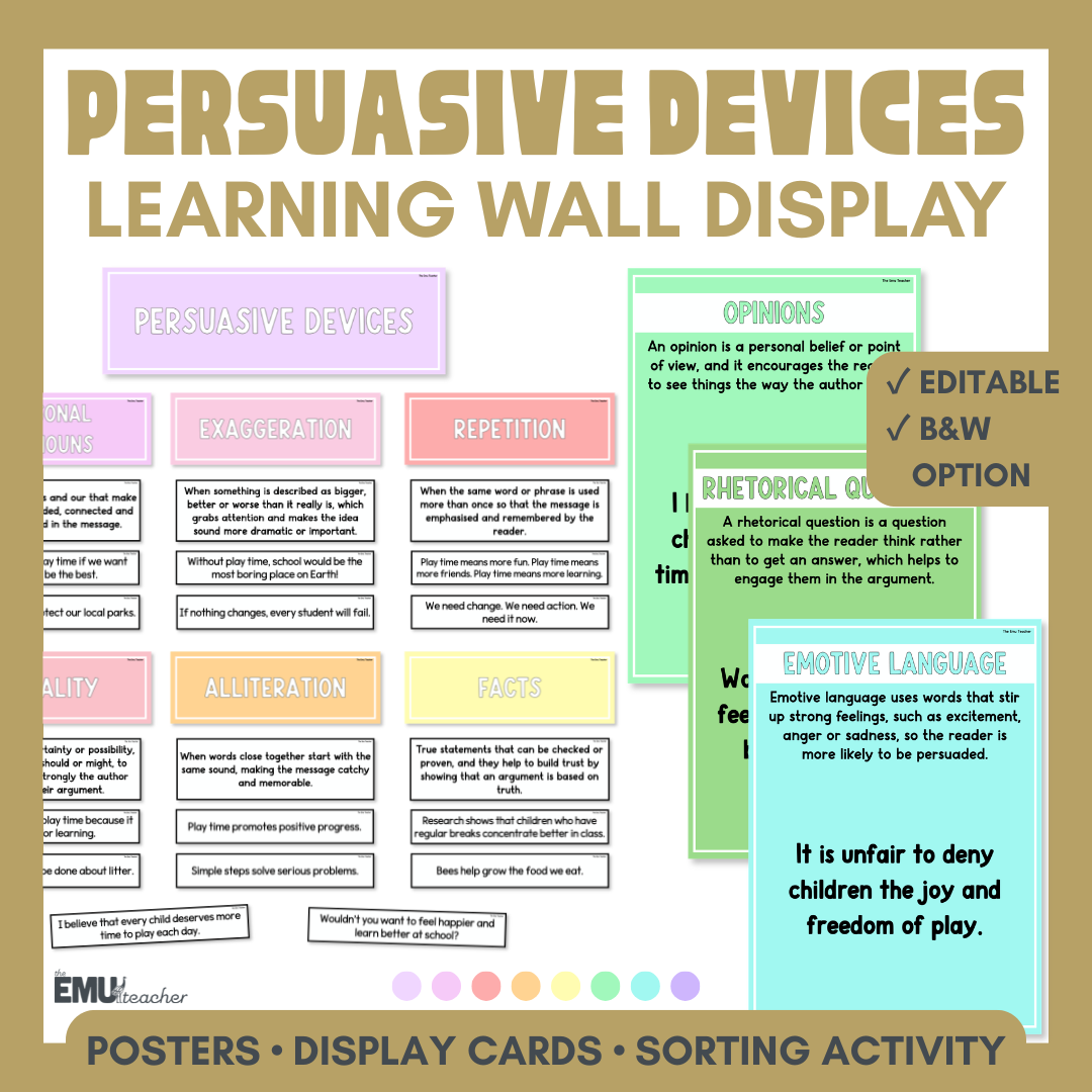Persuasive Devices Anchor Chart & Poster Set | Lights