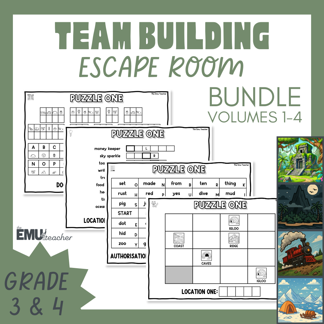 Year 3 & 4 Team Building Escape Room Bundle Volume 1-4