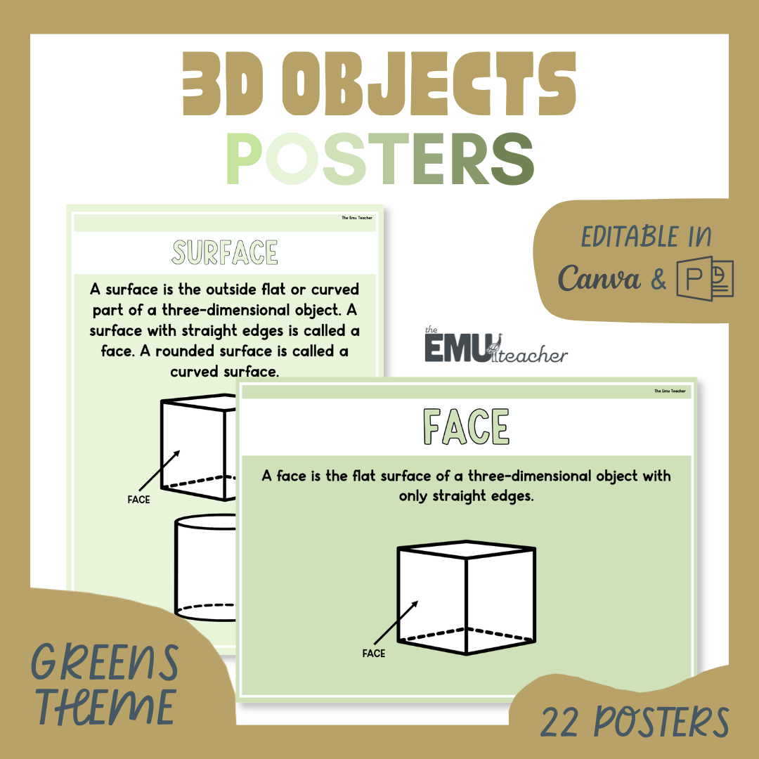 3D Objects Posters Greens