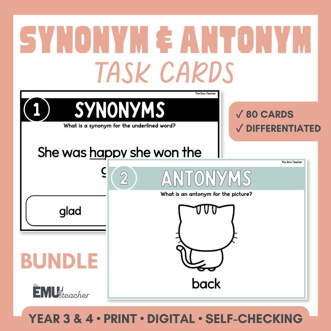 Synonym & Antonym Task Cards Bundle