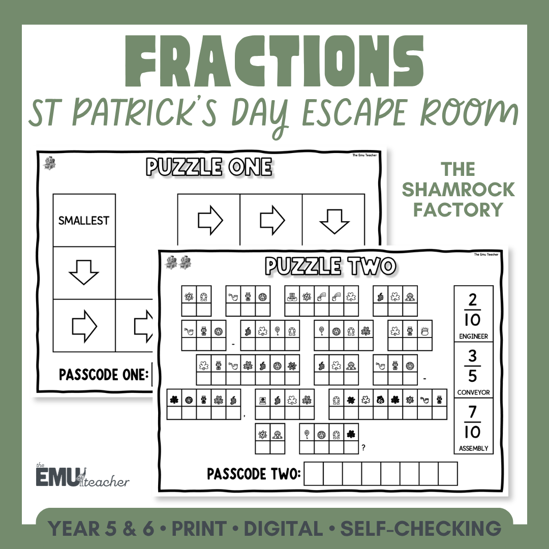 St Patrick's Day Fractions Escape Room | Year 5 & 6