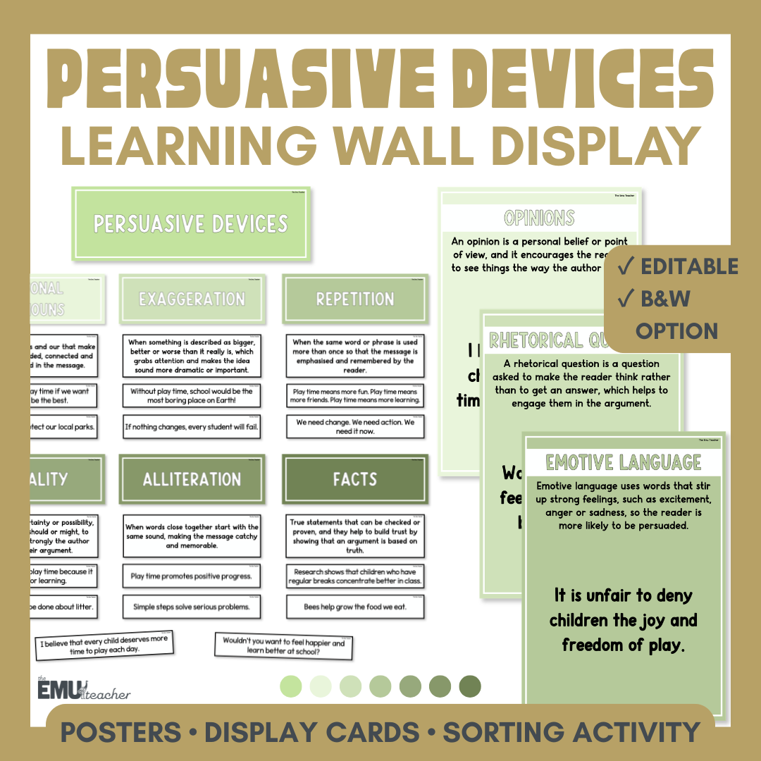 Persuasive Devices Anchor Chart & Poster Set | Greens