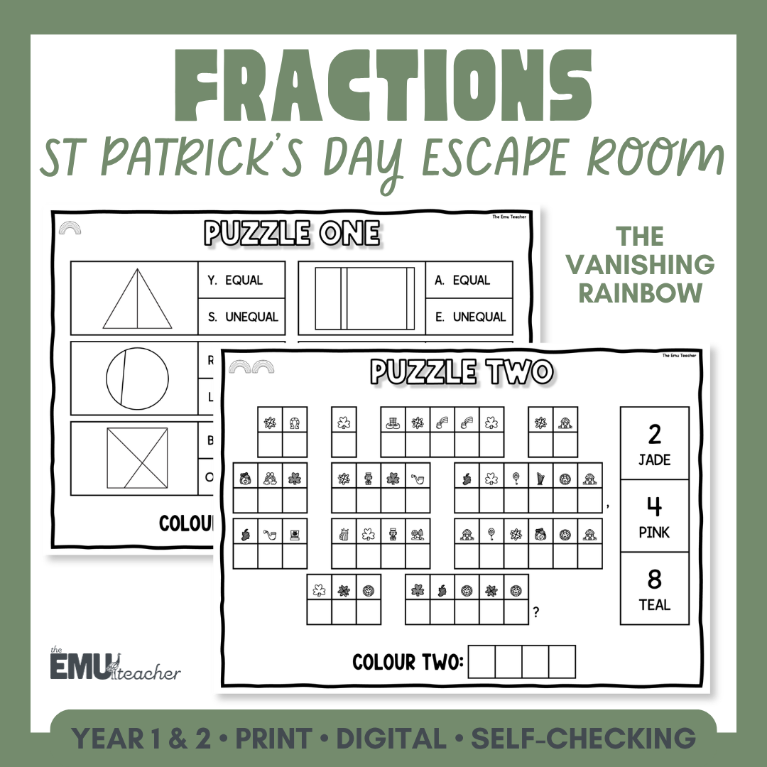 St Patrick's Day Fractions Escape Room | Year 1 & 2