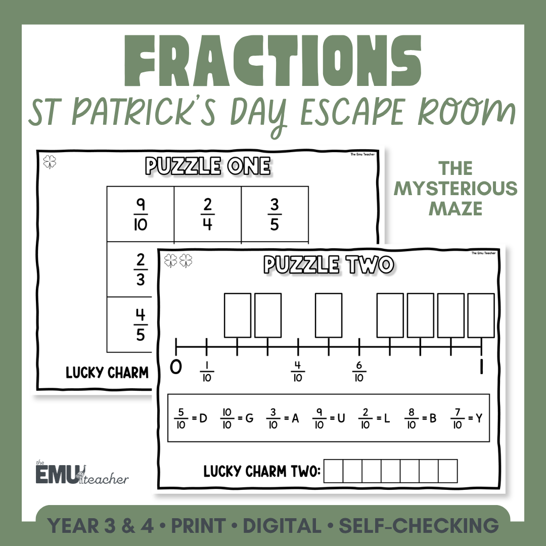 St Patrick's Day Fractions Escape Room | Year 3 & 4