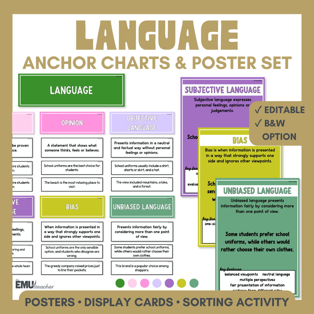 Language Anchor Chart & Poster Set | Bloom Fizz